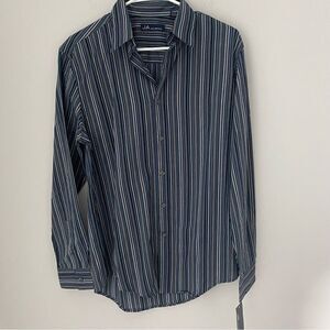 John Ashford Men’s Button Front Striped Long Sleeve Shirt S